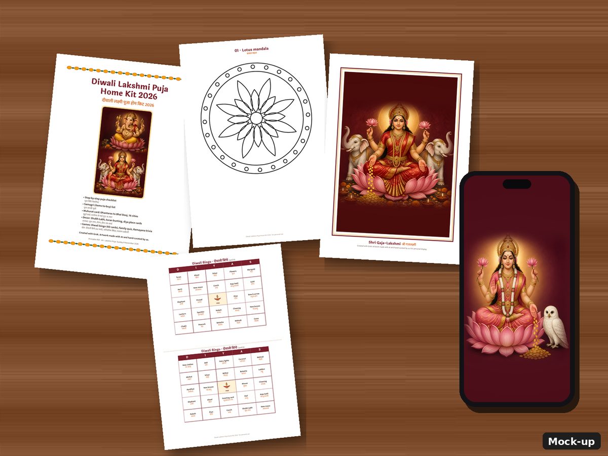 Everything in the Mega Diwali Bundle laid out