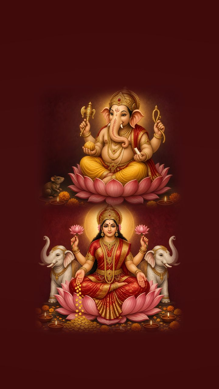 Lakshmi–Ganesh Diwali phone wallpaper preview